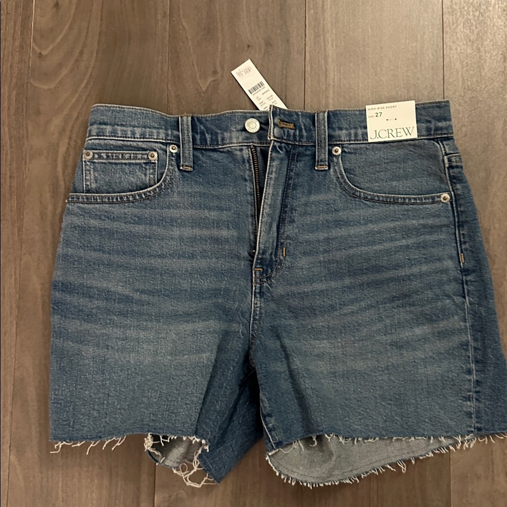 J crew High-rise denim short in Juniper wash